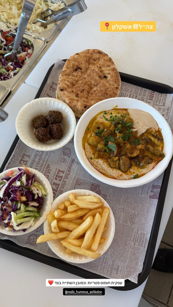 מגש עסקית עם חומוס, פלאפל, צ'יפס וסלט